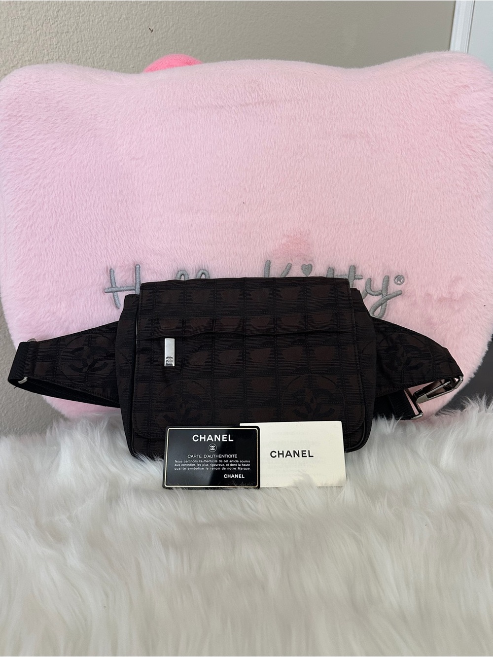 Chanel Black Nylon Travel Line Waits Pouch